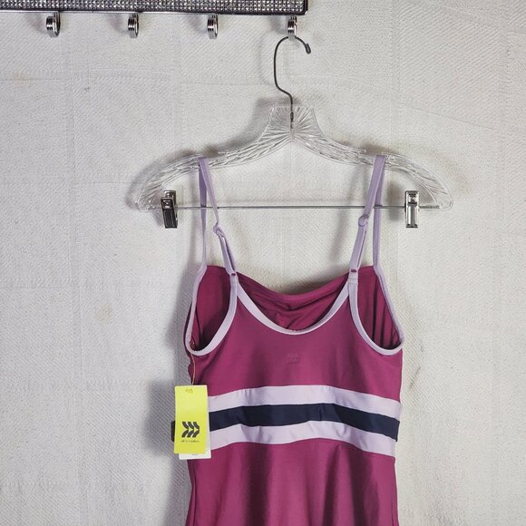 All In Motion Plumb Lilac Grey Blue Stripe Medium Coverage One Piece Swimsuit M - Picture 10 of 16